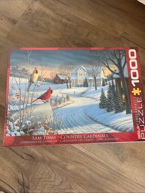 Sam Timm Country Cardinals 1000-Piece Puzzle - Red & White Winter Scene Holiday